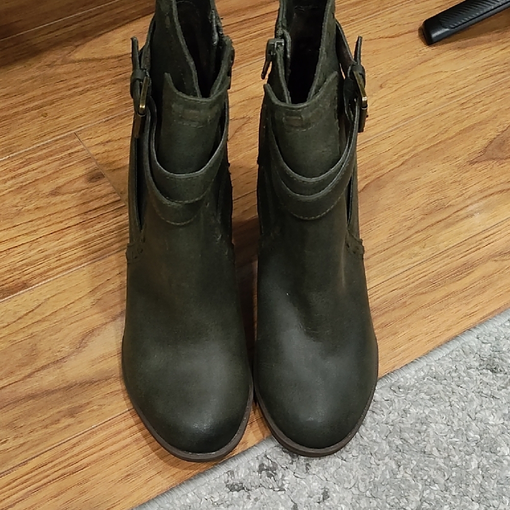 Not Rated Dark Green Ankle Boots with Buckle - Picture 2 of 7